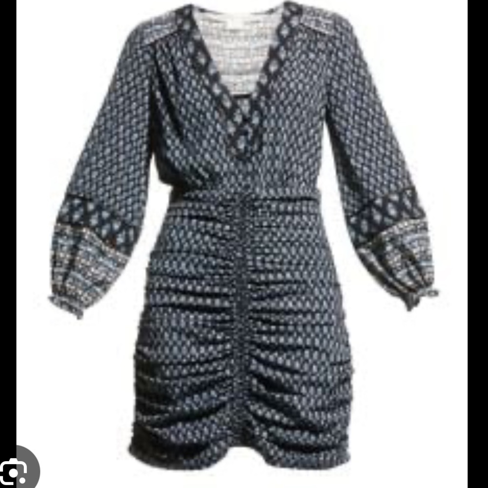 Veronica Beard Black-Blue and White Patterned Dress Size 6 - Picture 2 of 12